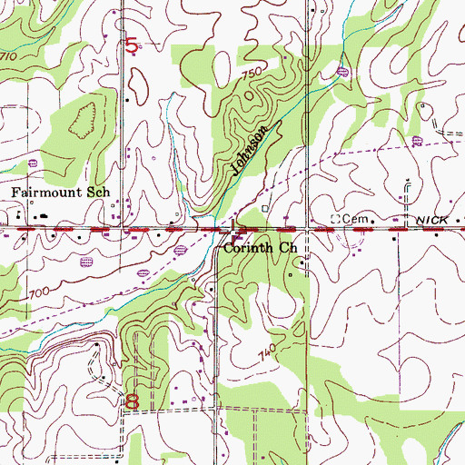 Topographic Map of Corinth Church of Christ, AL