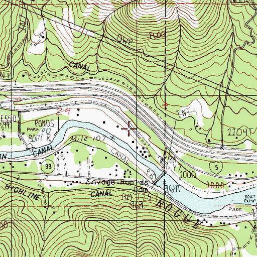 Topographic Map of Savage Rapids Crossing (historical), OR