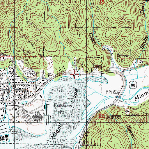 Topographic Map of Miami (historical), OR