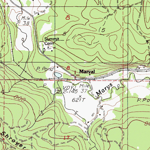 Topographic Map of Cain (historical), OR