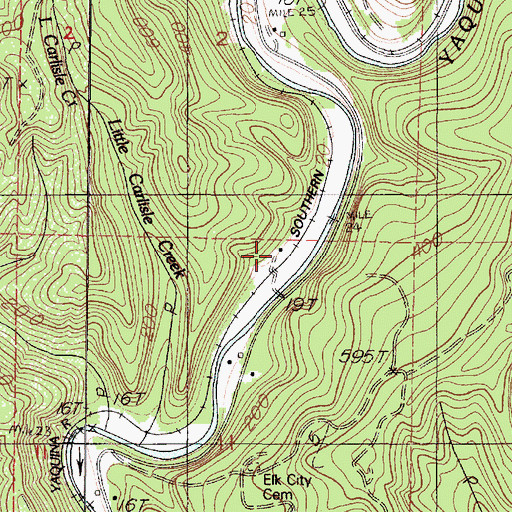 Topographic Map of Bevens Quarry (historical), OR