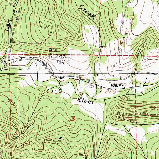 Topographic Map of Redfern (historical), OR