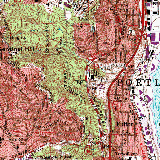 Topographic Map of South Portland (historical), OR