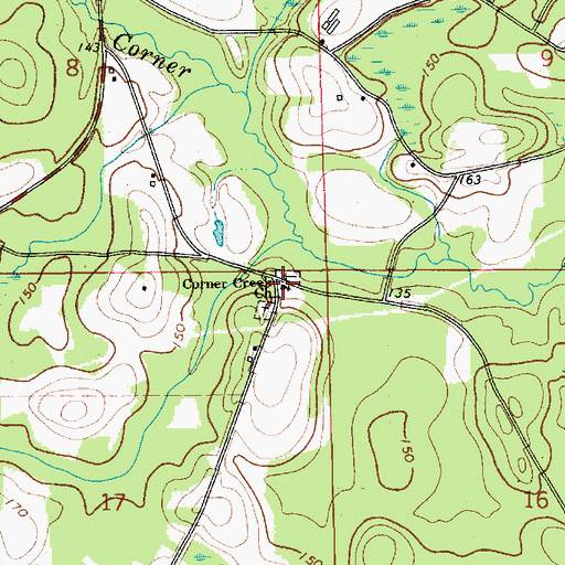 Topographic Map of Corner Creek Methodist Church, AL