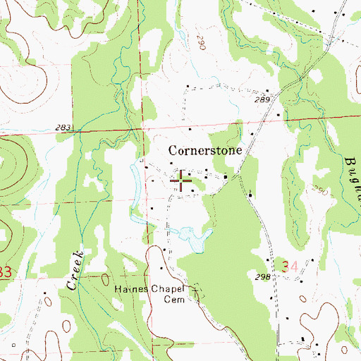 Topographic Map of Cornerstone, AL