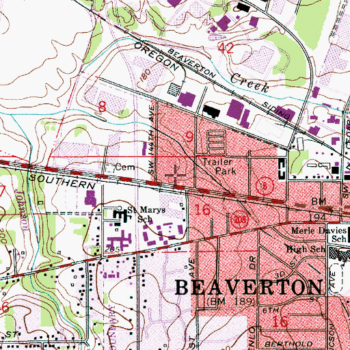 Topographic Map of Saint Marys (historical), OR