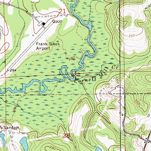 Topographic Map of Cornett Mill Creek, AL