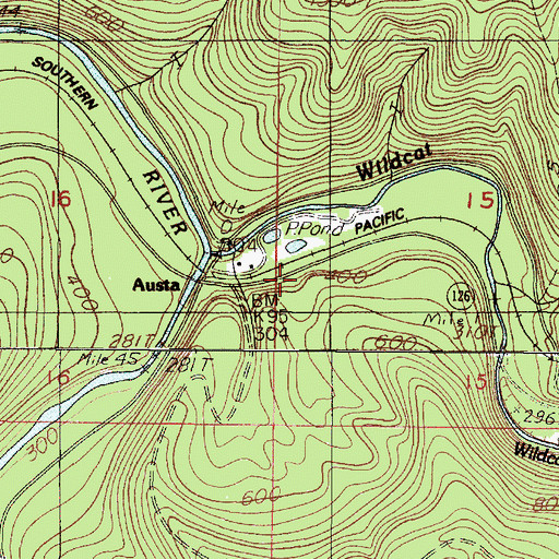 Topographic Map of Austa (historical), OR
