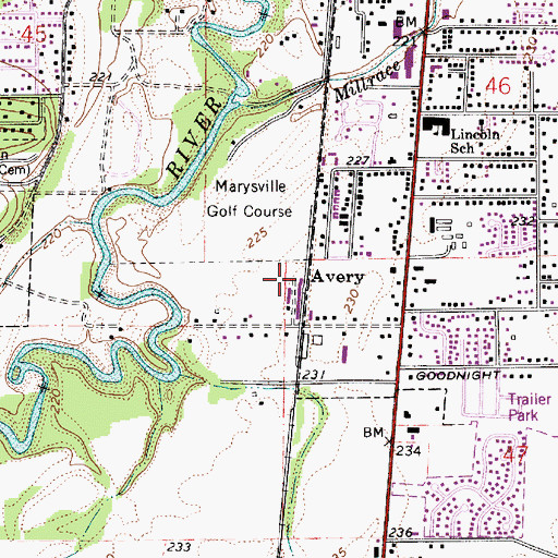 Topographic Map of Avery (historical), OR
