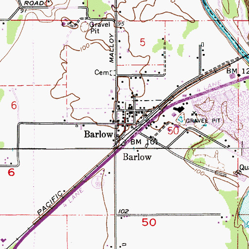 Topographic Map of Barlow, OR