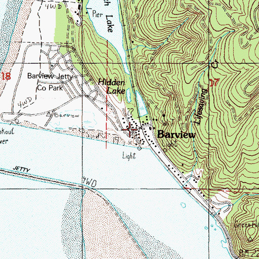 Topographic Map of Barview, OR