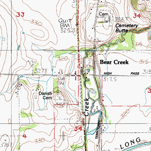 Topographic Map of Bear Creek (historical), OR