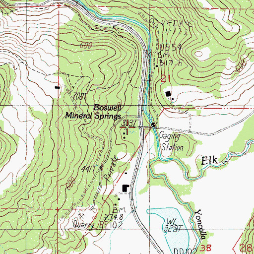 Topographic Map of Boswell Mineral Springs, OR