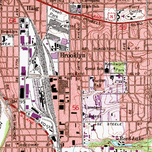 Topographic Map of Brooklyn, OR