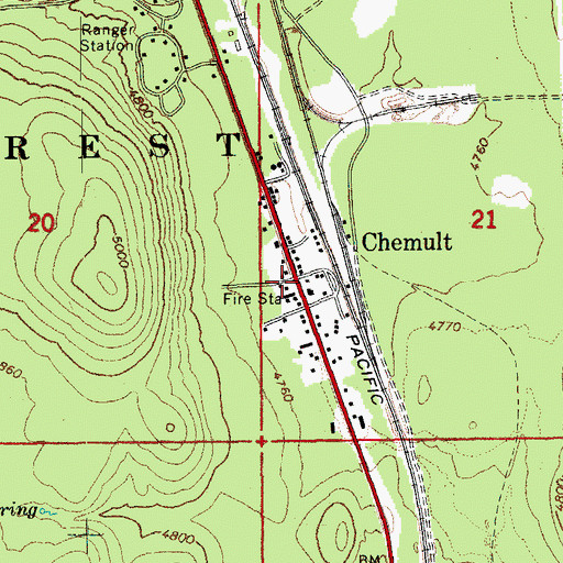 Topographic Map of Chemult, OR