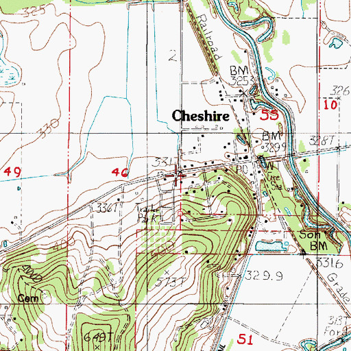 Topographic Map of Cheshire, OR