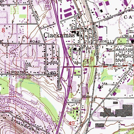 Topographic Map of Clackamas, OR