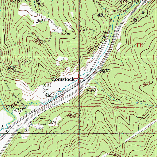 Topographic Map of Comstock, OR