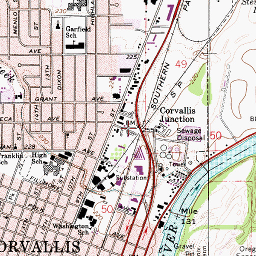 Topographic Map of Corvallis Junction, OR