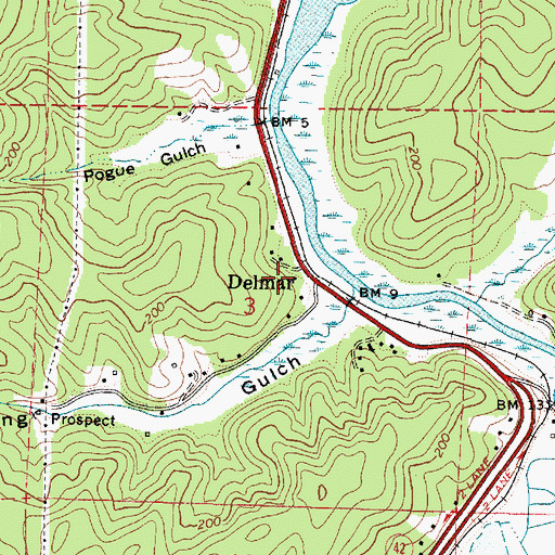 Topographic Map of Delmar, OR
