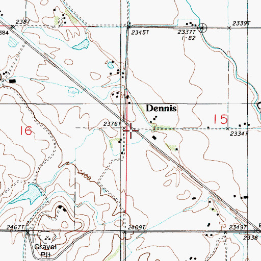 Topographic Map of Dennis, OR