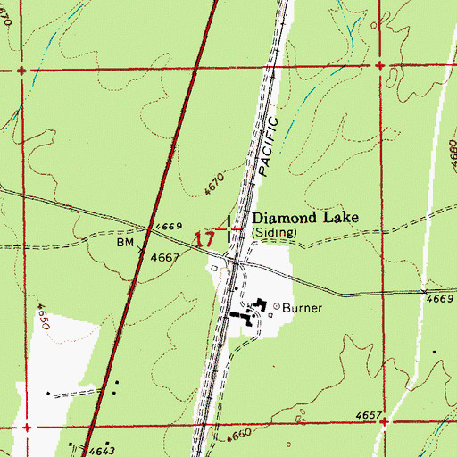 Topographic Map of Diamond Lake, OR