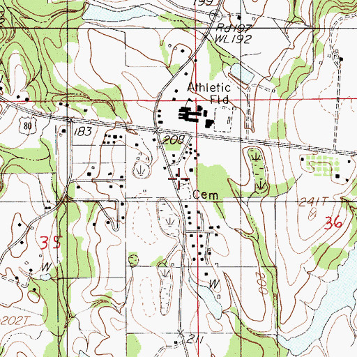 Topographic Map of Cosey Church, AL