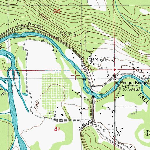 Topographic Map of Fall Creek Station, OR