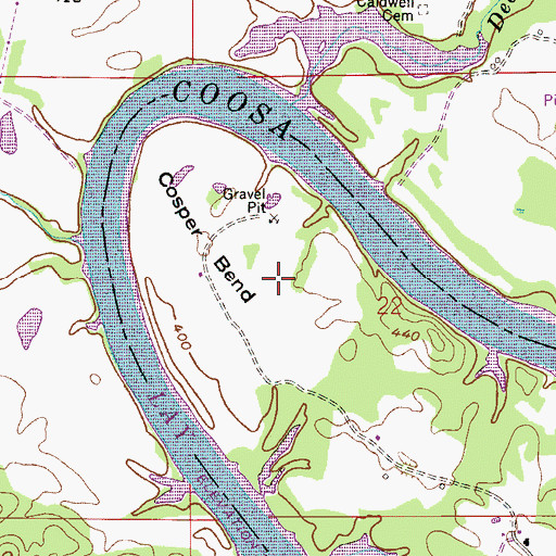Topographic Map of Cosper Bend, AL