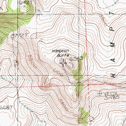Topographic Map of Hampton Buttes, OR