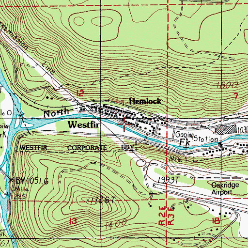 Topographic Map of Hemlock, OR