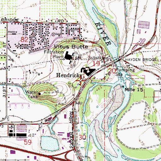 Topographic Map of Hendricks, OR