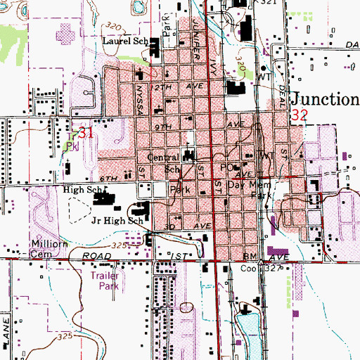 Topographic Map of Junction City, OR