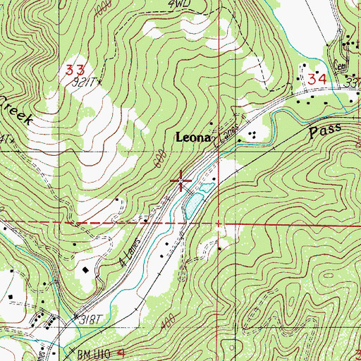Topographic Map of Leona, OR