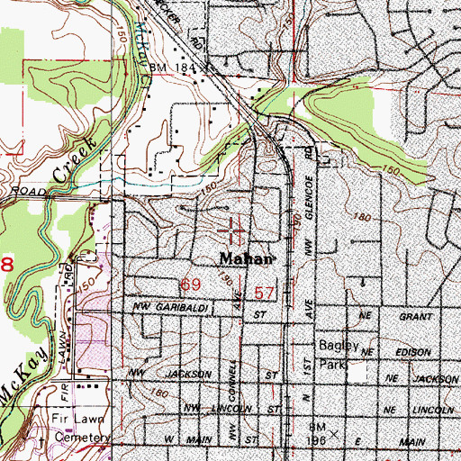 Topographic Map of Mahan, OR