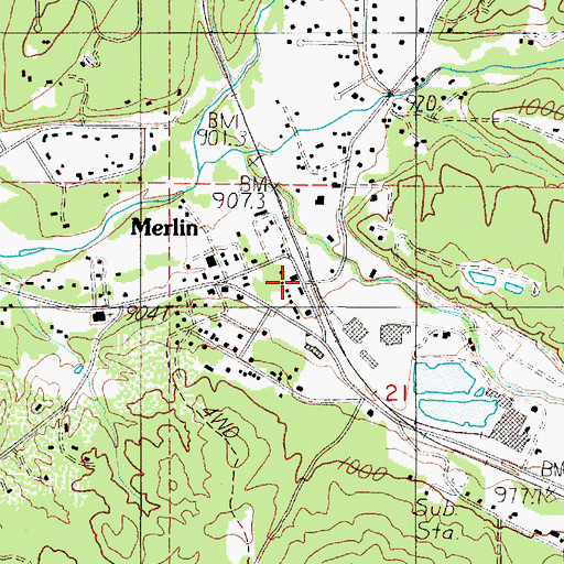 Topographic Map of Merlin, OR