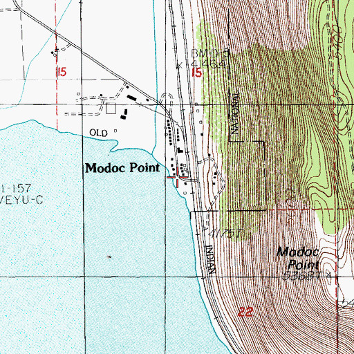Topographic Map of Modoc Point, OR