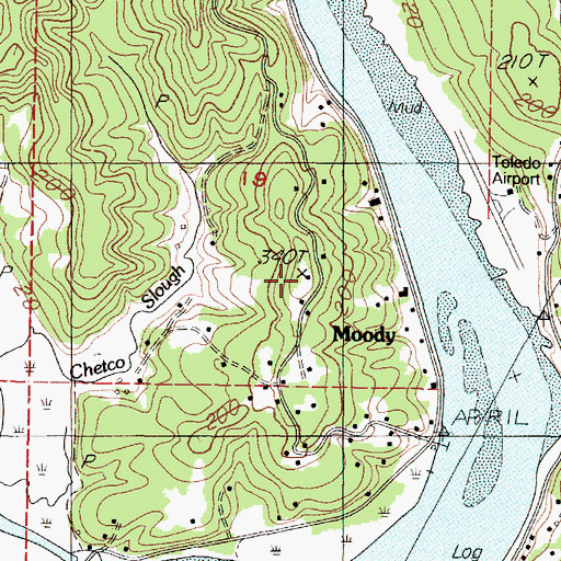 Topographic Map of Moody (historical), OR