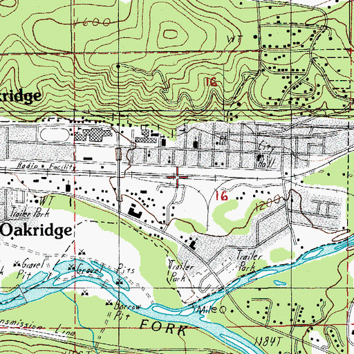 Topographic Map of Oakridge, OR