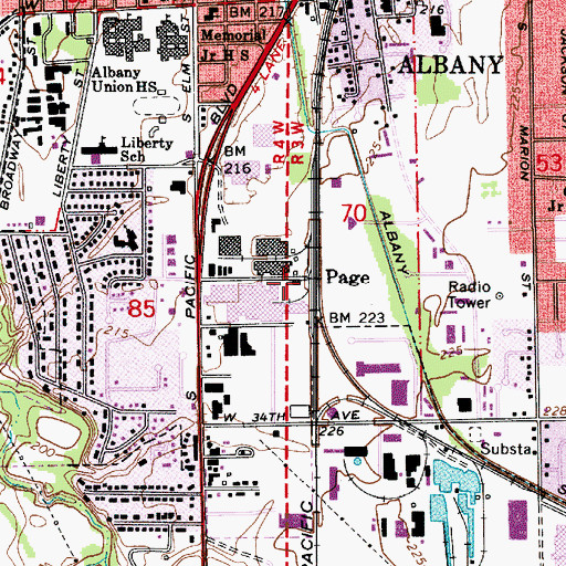 Topographic Map of Page, OR
