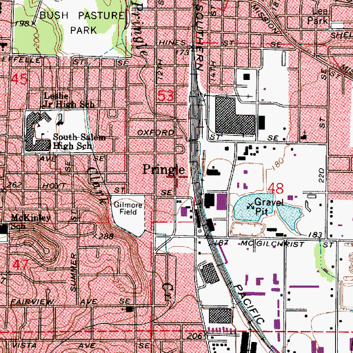 Topographic Map of Pringle (historical), OR