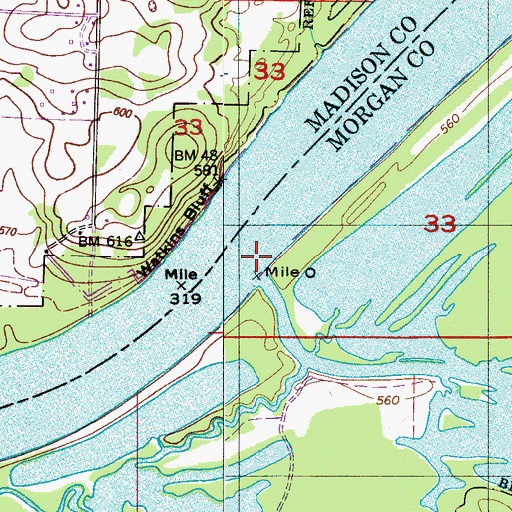 Topographic Map of Cotaco Creek, AL