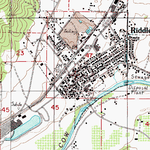 Topographic Map of Riddle, OR