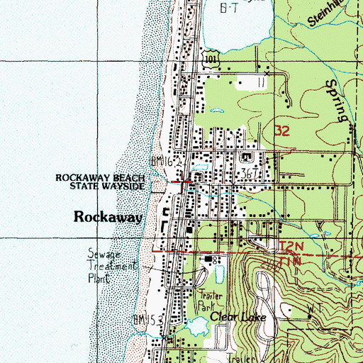 Topographic Map of Rockaway Beach, OR
