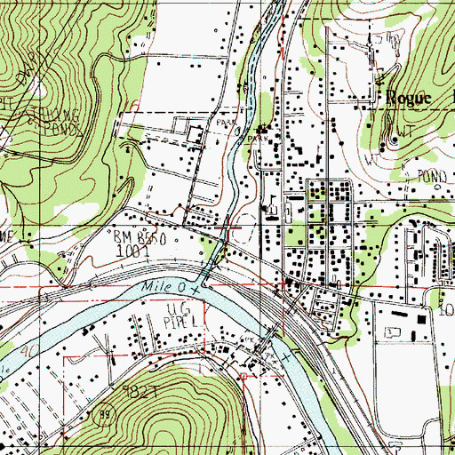 Topographic Map of Rogue River, OR