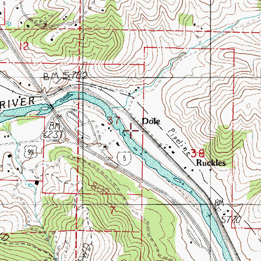 Topographic Map of Ruckles (historical), OR