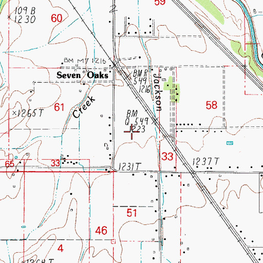 Topographic Map of Seven Oaks, OR