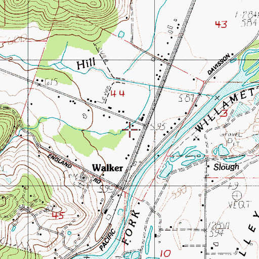 Topographic Map of Walker, OR