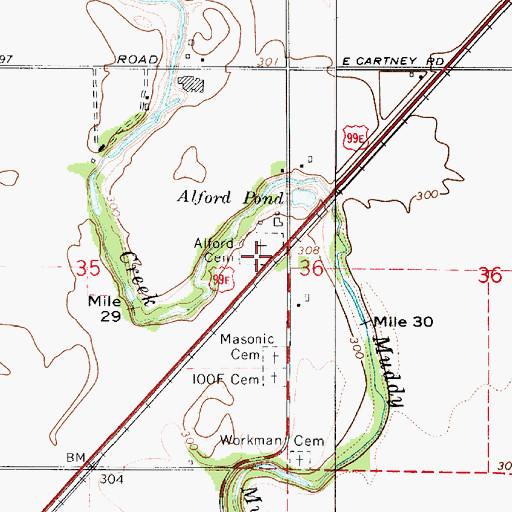 Topographic Map of Alford, OR
