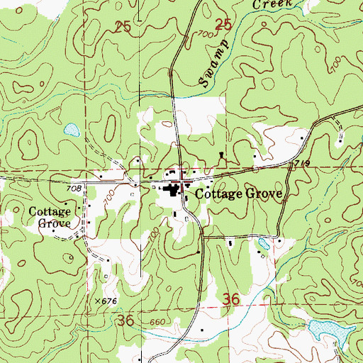 Topographic Map of Cottage Grove, AL